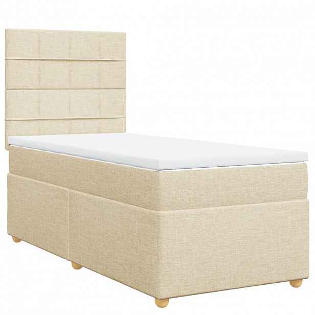 vidaXL Box spring postel s matrací krémová 80 x 200 cm textil