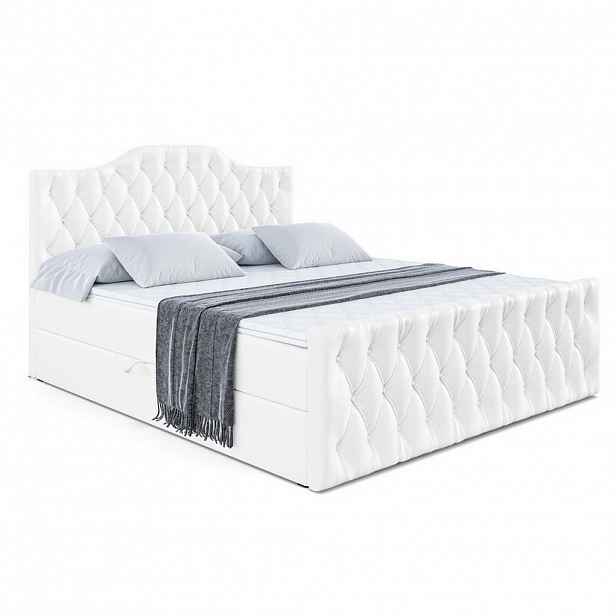 ALTDECOR AMERICKÁ postel VILA-1-Z – 200 x 200 cm – H4 – vysoce lesklá bílá