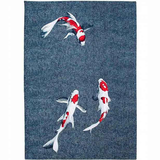 Koberec Louis de Poortere Pop Koi Japanese obdélník tyrkysový obývací pokoj 100x140