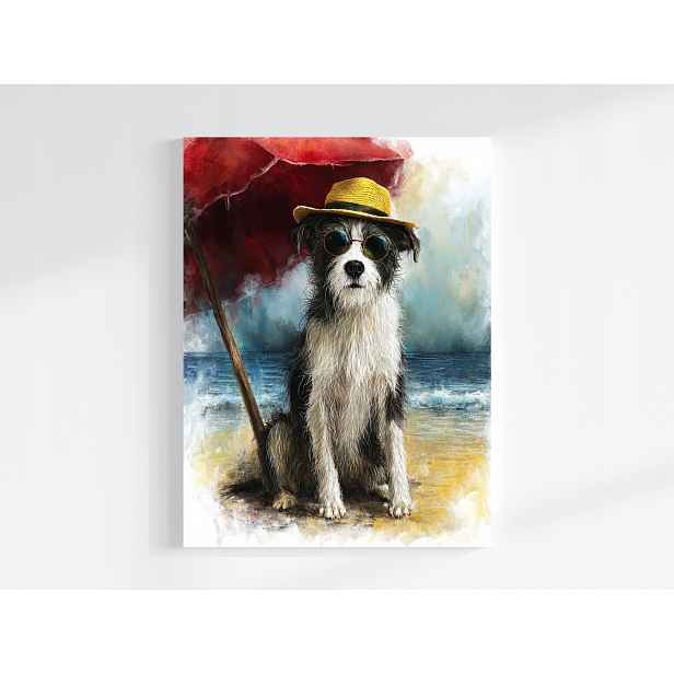 Obraz Na Plátně Canvas Portrét Zvíře Pes Dovolená Pláž Moře 60x80