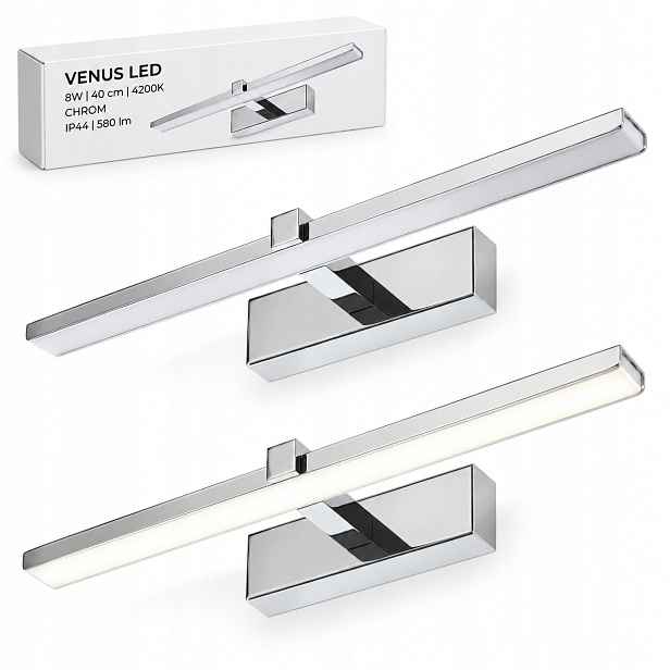 Koupelnová lampa Venus 8W 40 cm chromová Led nad zrcadlo 4200K IP44 580lm