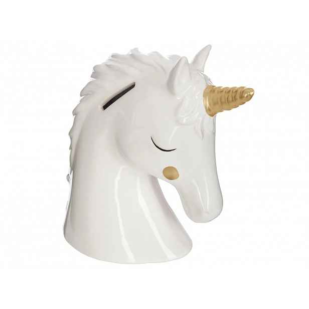 Pokladnička GOLDEN UNICORN 15,5 cm, bílá