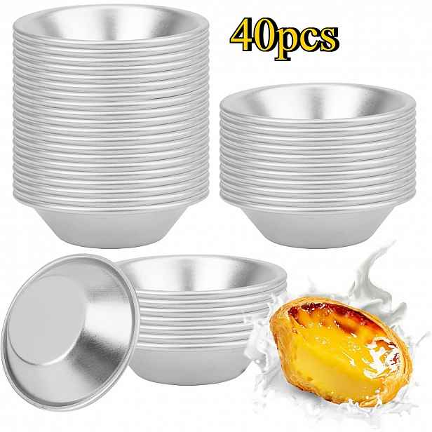 TEMU 40 ks formiček na Yorkshire pudink, mini formičky na muffiny, hliníkové formičky na vaječné koláčky, pečící formičky na mini koláče, nepřilnavé