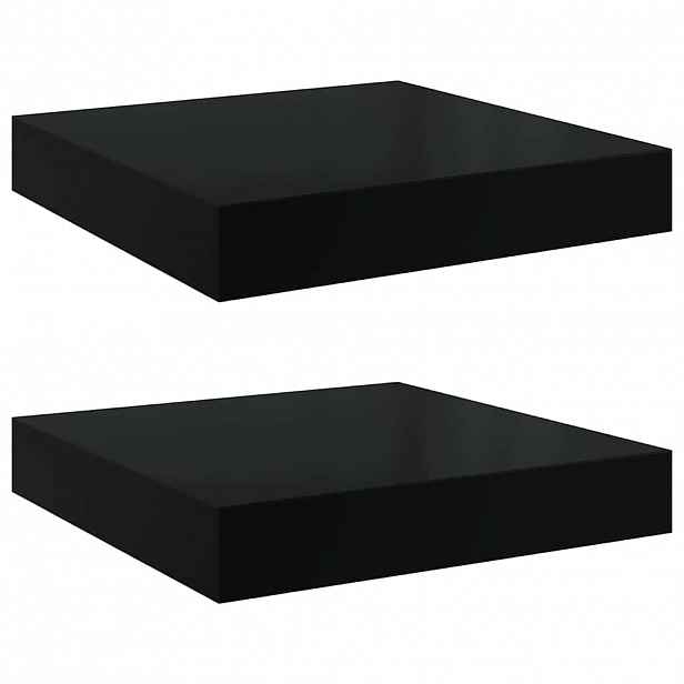 vidaXL Plovoucí nástěnné police 2 ks lesklé černé 23x23,5x3,8 cm MDF