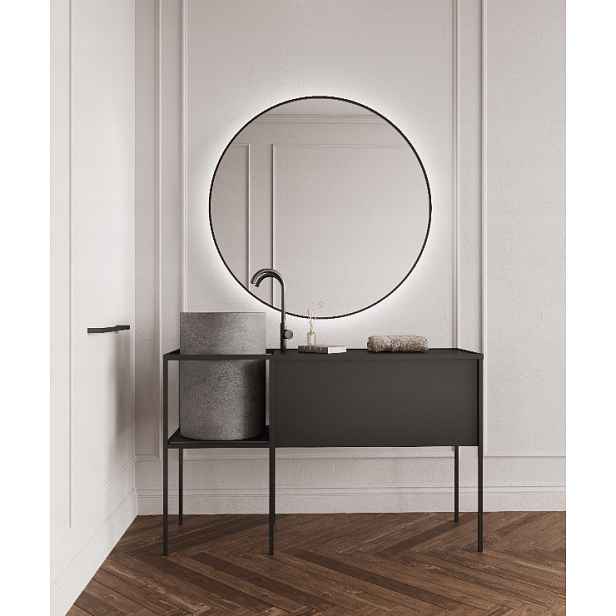 Zrcadlo v černém rámu s Led osvětlením fi80 cm Valencia Hozze