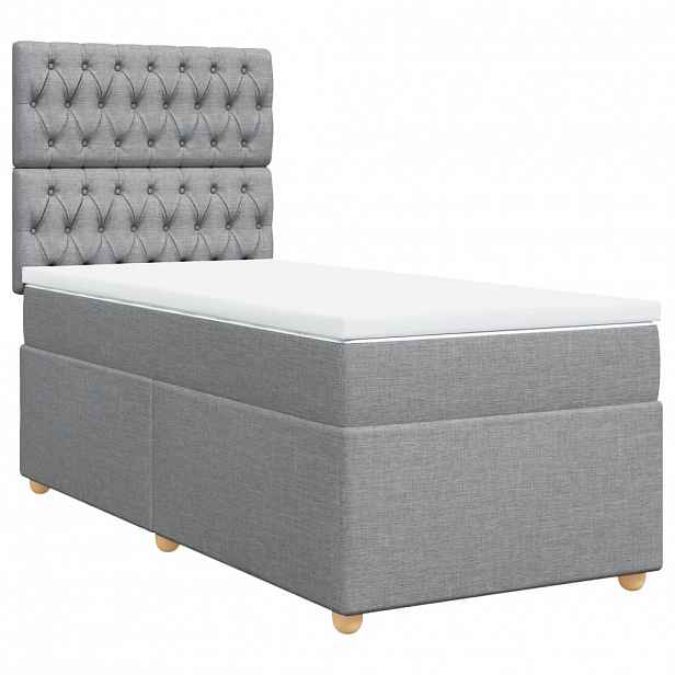 vidaXL Box spring postel s matrací světle šedá 80 x 200 cm textil