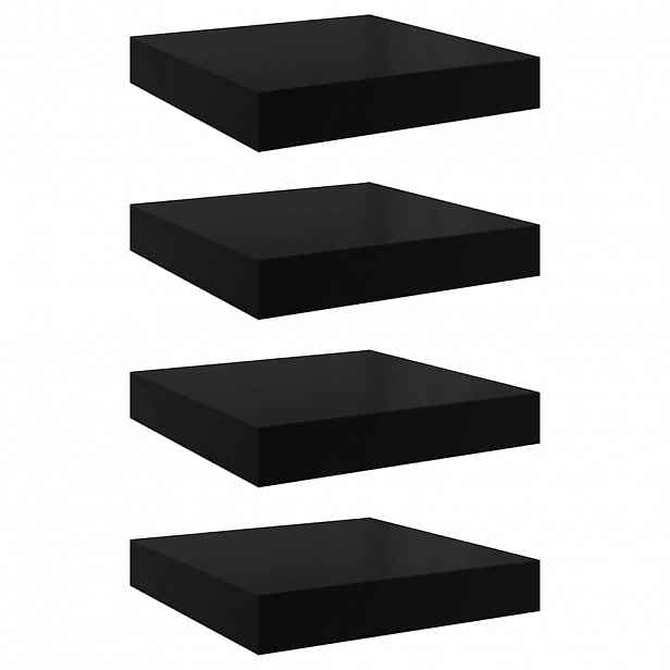 vidaXL Plovoucí nástěnné police 4 ks lesklé černé 23x23,5x3,8 cm MDF