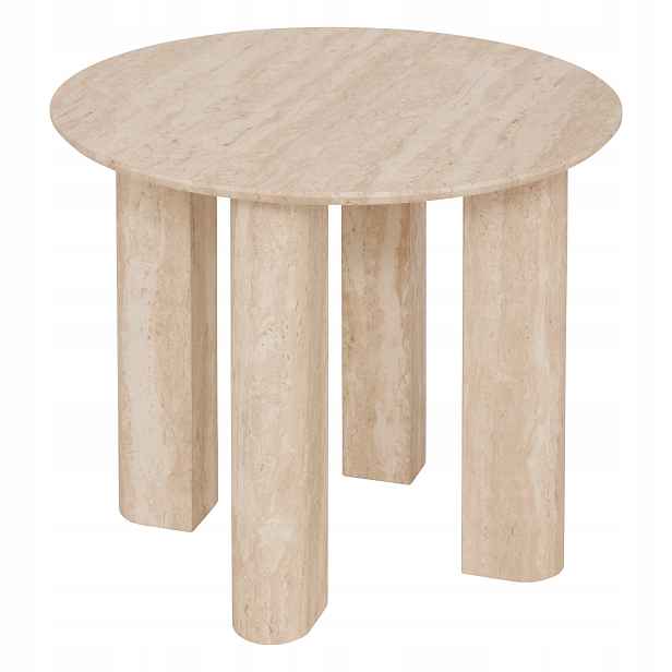 Kávový Stolek Mdf Ø 50,5 CM Výška 43,5 CM, Efekt Travertinu Béžová Barva