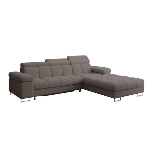 ALTDECOR ROHOVÁ SEDAČKA s funkcí spaní, otoman vpravo COMA L 271x203x79 hnědá buklé