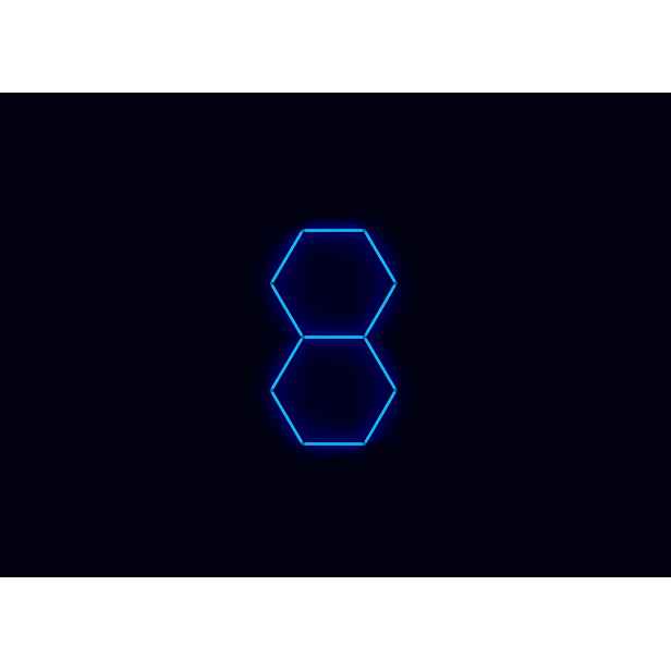 Kompletní Led hexagonové svítidlo modré, rozměr 2 elementy 97 x 168 cm