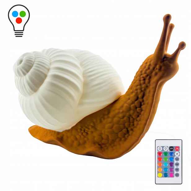 Noční designová lampa 3D Forge Hlemýžď Led Rgb Usb 18 cm Hnědá