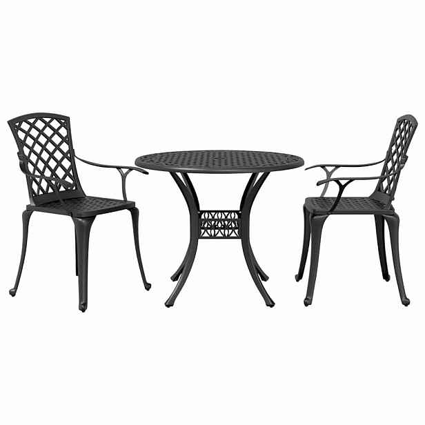 vidaXL 3dílný bistro set černý litý hliník