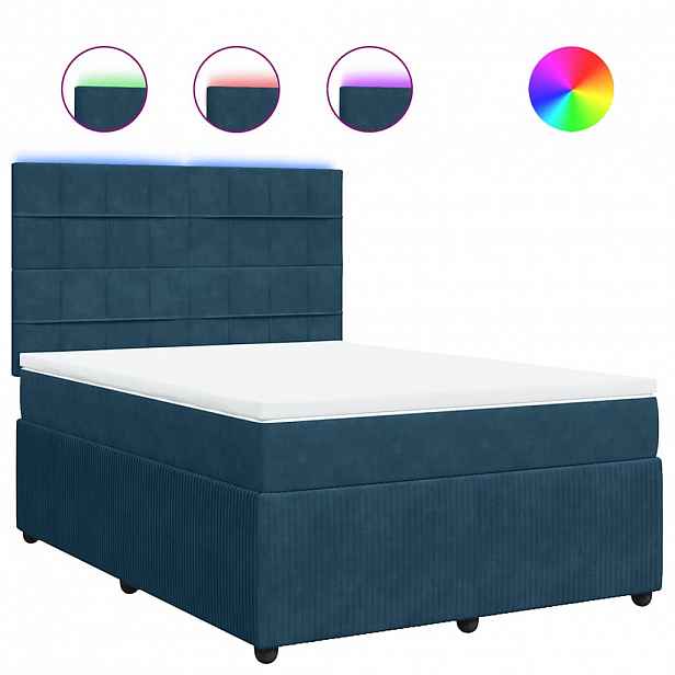 vidaXL Box spring postel s matrací modrá 140 x 200 cm samet