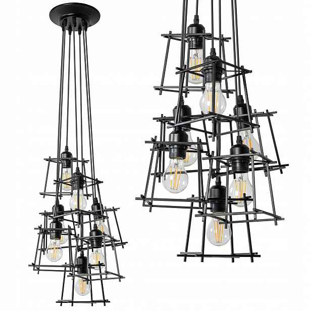 Černá Závěsná Stropní Lampa Loft Industrial 7xE27 Do Obývacího Pokoje Jídelny