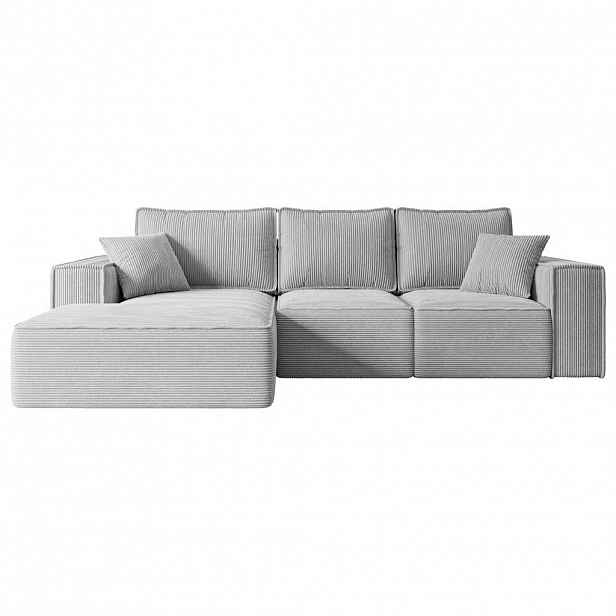 ALTDECOR ROHOVÁ SEDACÍ SOUPRAVA s funkcí lůžka a úložným prostorem SERRA-L-S – 266 x 161 x 87 cm, šedá varianta manšestru