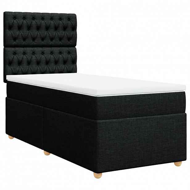 vidaXL Box spring postel s matrací černá 80 x 200 cm textil