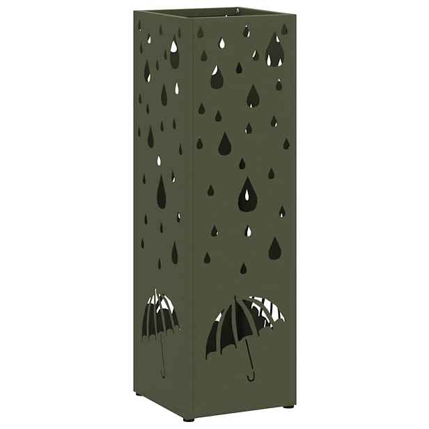 vidaXL Stojan na deštníky s úložištěm Olivová 15,5 x 15,5 x 49 cm Ocel