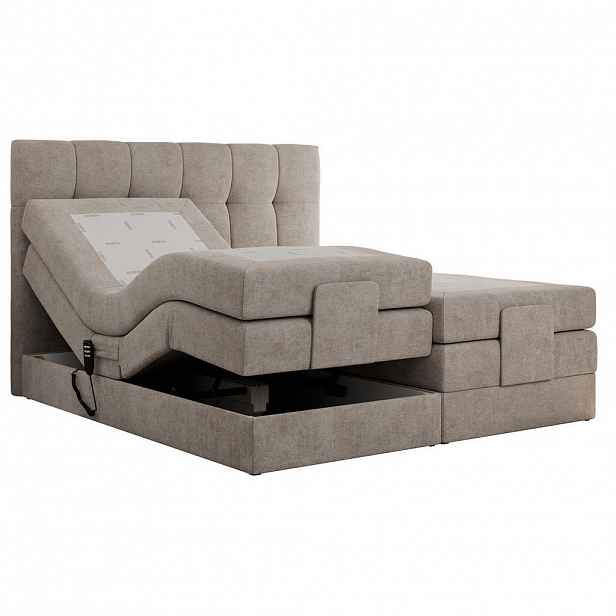 MKS POSTEL BOXSPRING VITTORIA 200/200 - Béžová Strukturovaná látka - H3