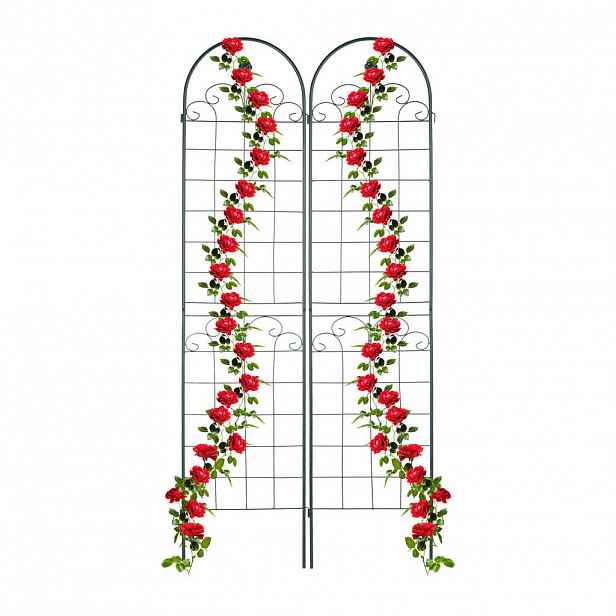 Relaxdays MŘÍŽ Tmavě zelená 2dílná-sada kov 220 cm