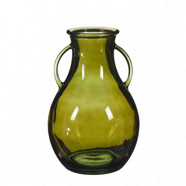 Váza/džbán SITIA 2 ucha sklo zelená 32cm
