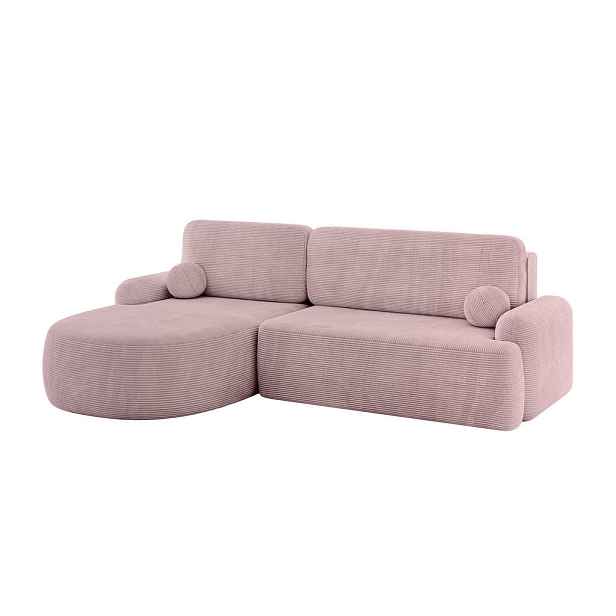ALTDECOR ROHOVÁ SEDAČKA s funkcí spaní a úložným prostorem LIRA-L - 264x172x89 růžová