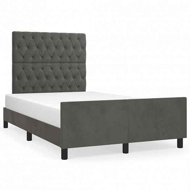 vidaXL Rám postele bez matrace tmavě šedá 120 x 200 cm samet