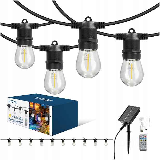 Solární girlanda 10 m 10xE27 senzor stmívání ovladač Starlight Neo Kobi
