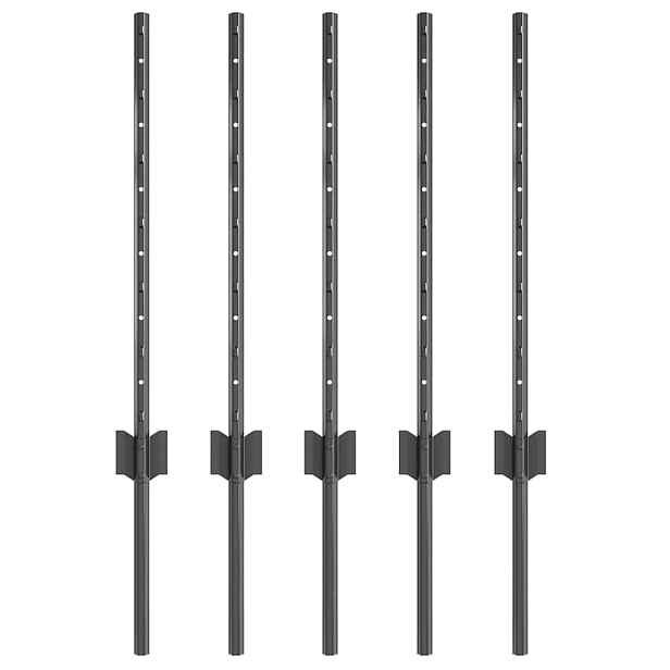 vidaXL Zabudovaný plotový sloupek 5 ks Šedá 100 cm