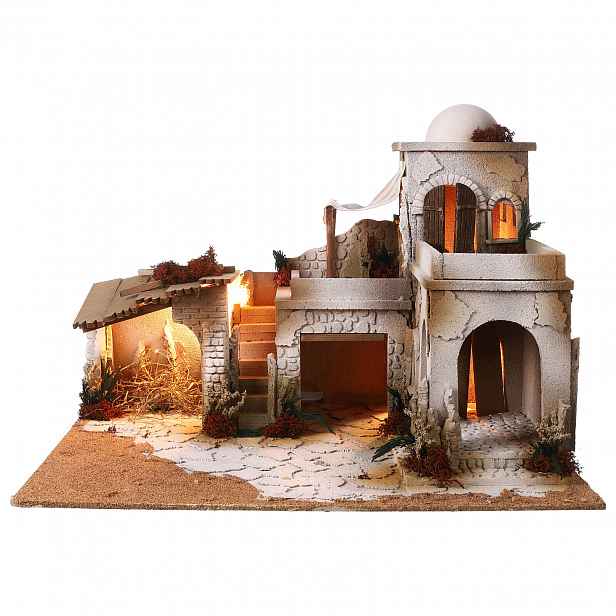 Krásný Orientální Vánoční Betlém 60x50x43 cm pro postavy o výšce 12 cm