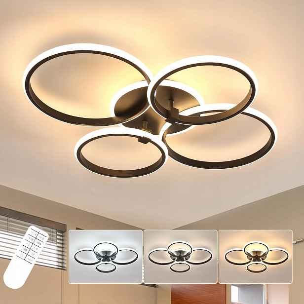 Led Stropní Svítidlo Černé Kulaté Moderní do Obýváku Stmívatelné Dálkové Ovládání 39W