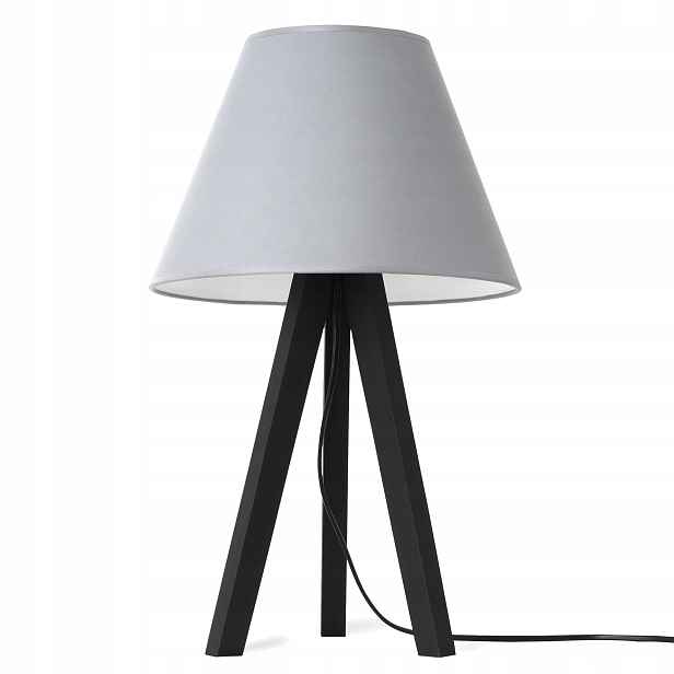 Noční Lampa Na Stůl, Robustní Trojnožka S Stínítkem, Šedý Kužel Do Ložnice