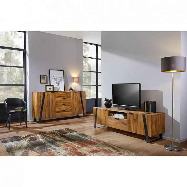 TV DÍL, divoký dub, černá, barvy dubu hnědá, 172,8/52/47 cm