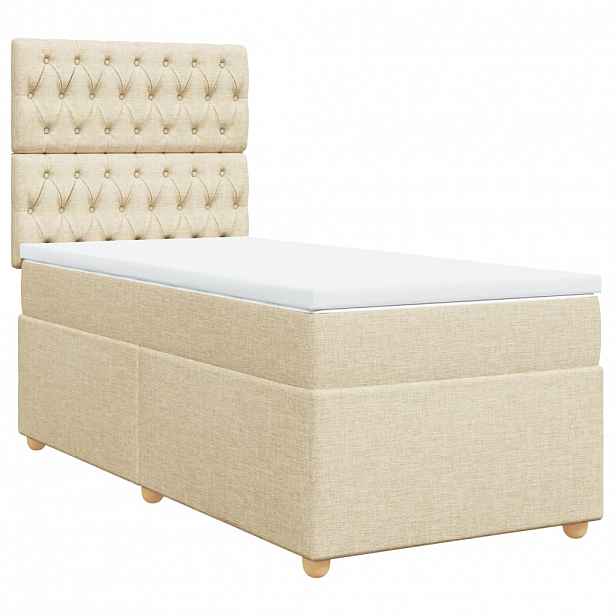 vidaXL Box spring postel s matrací krémová 80 x 200 cm textil