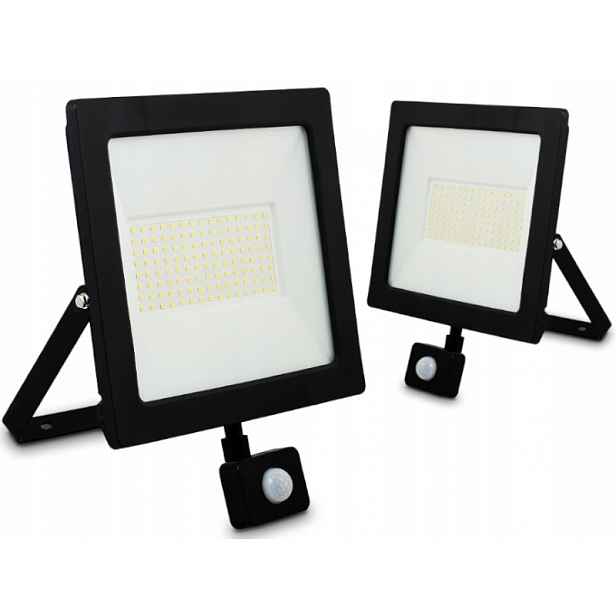 Halogenová lampa Reflektor Bílá Studená 100W IP65 PiR Snímač pohybu soumraku