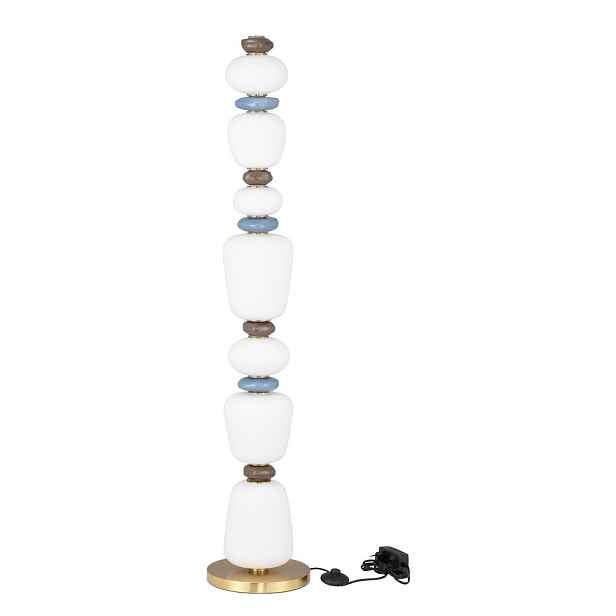 Bílá/ve zlaté barvě kovová LED stmívatelná stojací lampa s porcelánovým stínidlem/se skleněným stínidlem (výška 130,5 cm) Palo – Nova Luce