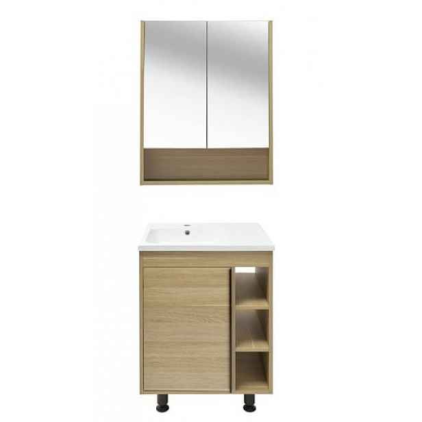 Koupelnová sestava s umyvadlem a zrcadlovou skříňkou Naturel Lucca 59x70x45 cm dub mat LUCCASET60D