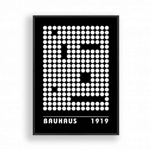 Obraz Bauhaus Geometrický Kropek Plakát Rámeček Dřevěný Černý 30x42 cm