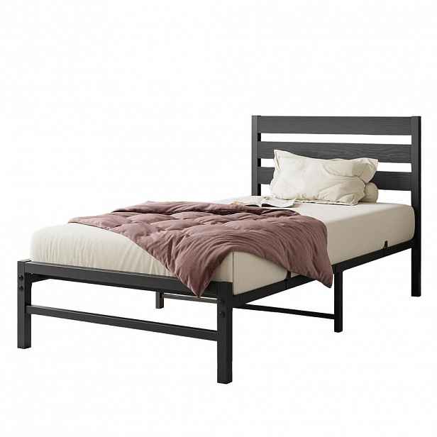 OKWISH KOVOVÁ postel 90/200 cm černá s pohodlným čelem postele