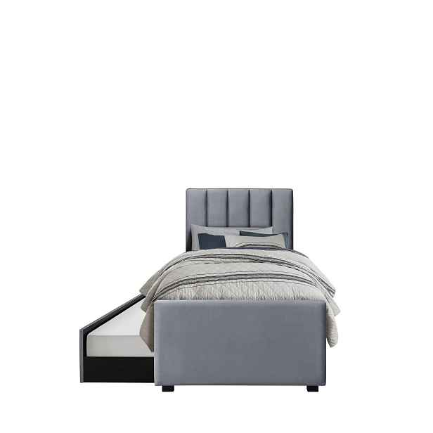 Postel pro mládež Russo 90x200, s přistýlkou, popelavá, velvet