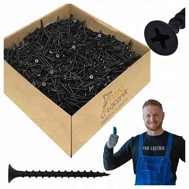 Šrouby do dřeva Gk 3,5x55mm černé Ph2 Fosfátované 10kg Pan Łącznik