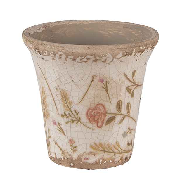 Keramický obal na květináč s kvítky Floral Cartoon S - Ø 9*8 cm Clayre & Eef