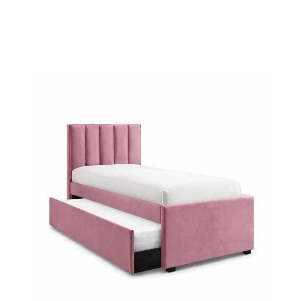 Postel pro mládež Russo 90x200, s přistýlkou, růžová, sametová