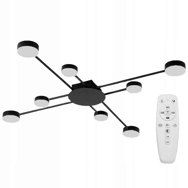 Stropní Svítidlo Moderní Černá 8-RAMENNÁ Led
