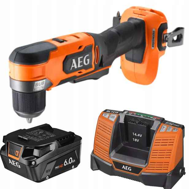 Aeg Úhlová vrtačka 18V Subkompaktní nabíječka Aeg BL1418+Akumulátor6.0Ah