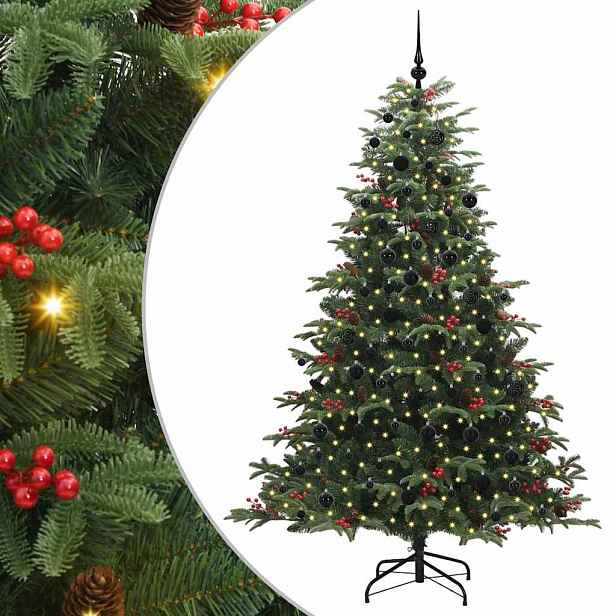 vidaXL Umělý vánoční stromeček Zelená 210 cm PVC, kov a plast