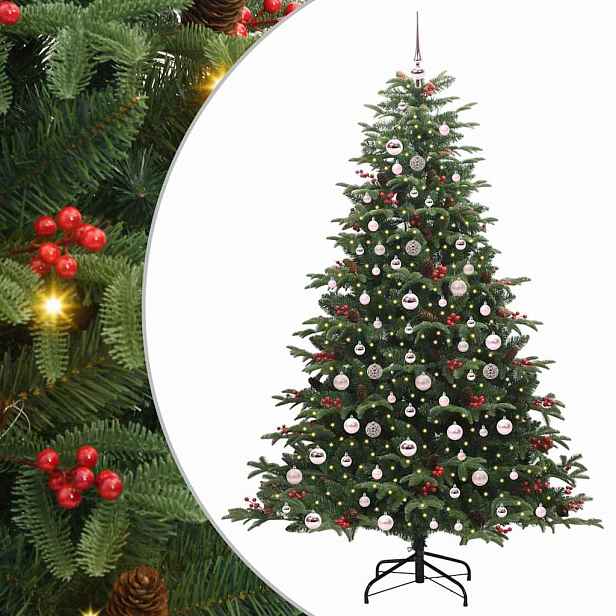vidaXL Umělý vánoční stromeček Zelená 210 cm PVC, kov a plast