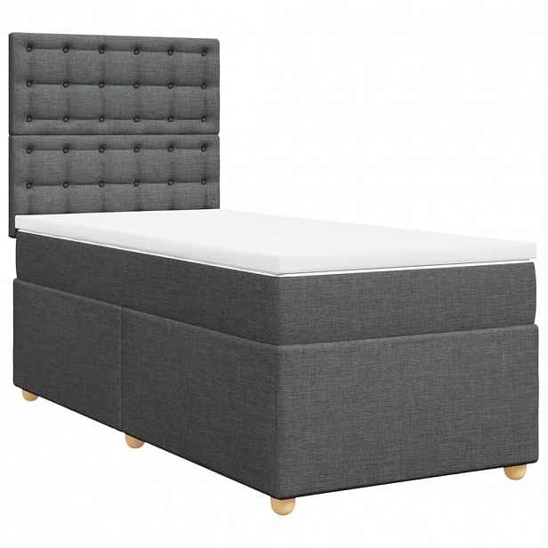 vidaXL Box spring postel s matrací tmavě šedá 80 x 200 cm textil