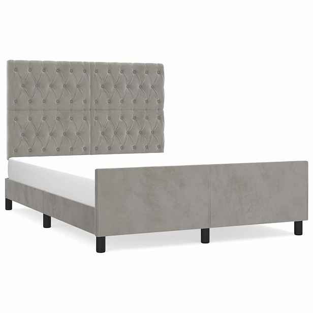 vidaXL Rám postele bez matrace světle šedý 140 x 190 cm samet