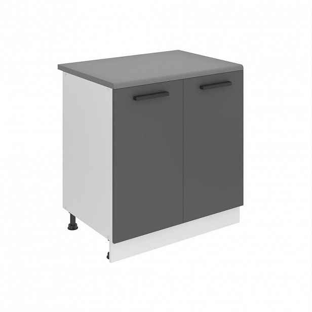 B BELINI GROUP KUCHYŇSKÁ SPODNÍ SKŘÍŇKA 80 cm SD, s pracovní deskou, s 2 dvířky, Stříbrná matná