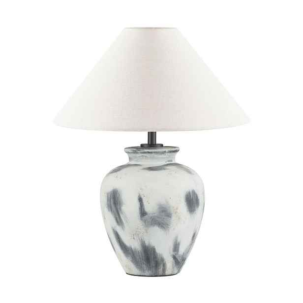 Bílá/šedá keramická stolní lampa s textilním stínidlem (výška 55 cm) Lupe – Nova Luce
